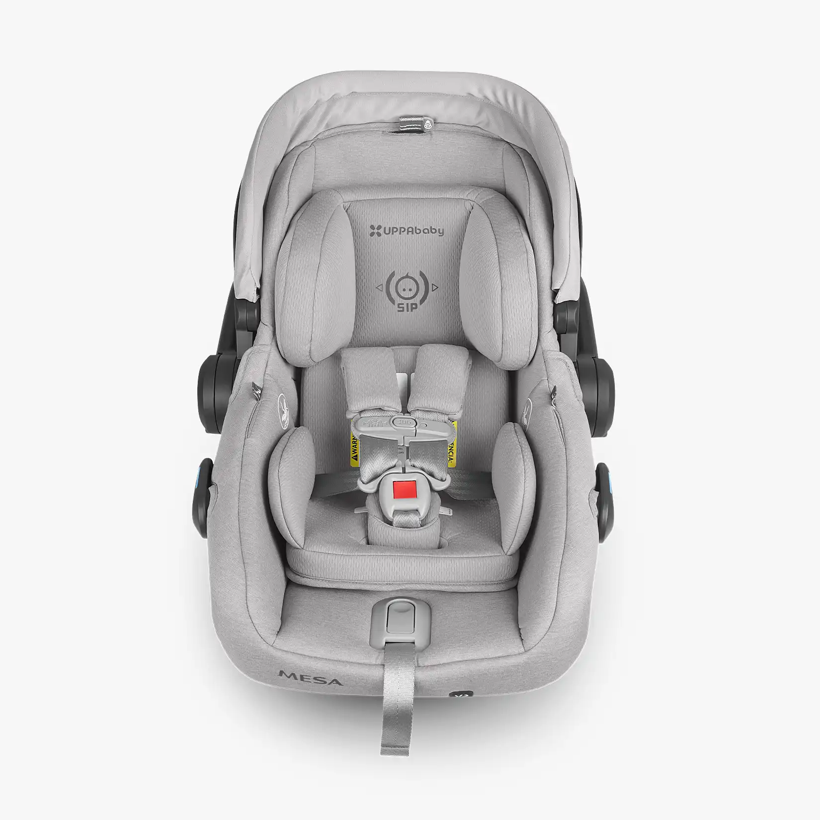 The Mesa V2 infant carrier (Stella) features a no-rethread harness that adjusts with the large, adjustable headrest for additional Side Impact Protection performance