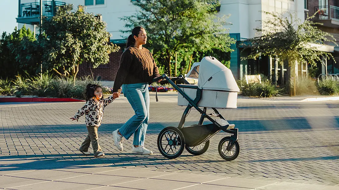 family pushing stroller
