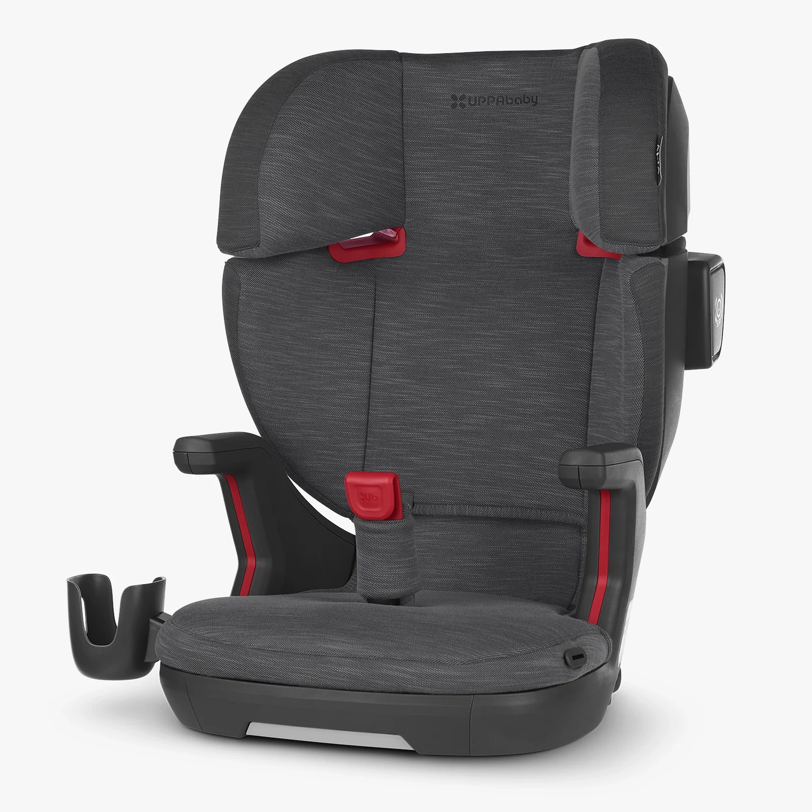 The Alta V2 High Back Booster (Greyson - Grey MÃ©lange) delivers proper seat and belt positioning in a slim design that maximizes space up to 100 pounds or 57 inches in height
