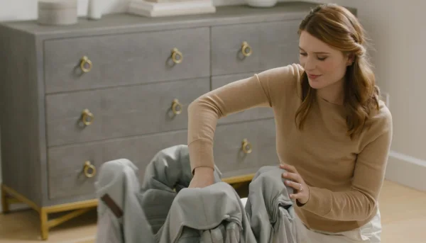 Parent collapsing the remi with one hand